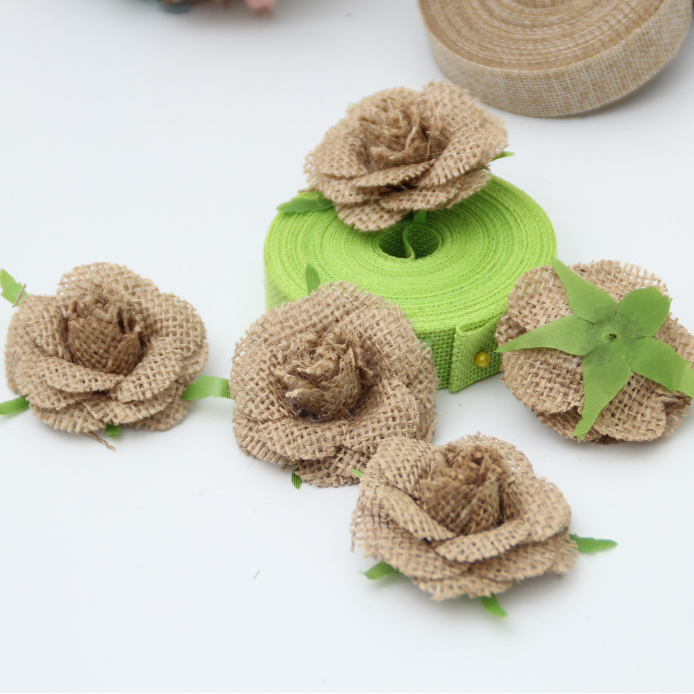 Lino Rosa flor europea y americana celebración fiesta decoración flor DIY zapato hecho a mano flor sombrero flor fábrica ventas directas