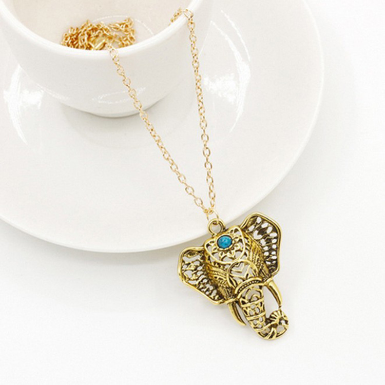 Elephant Pendant Necklace Ethnic Thai Silver Mascot Design_voghion.com