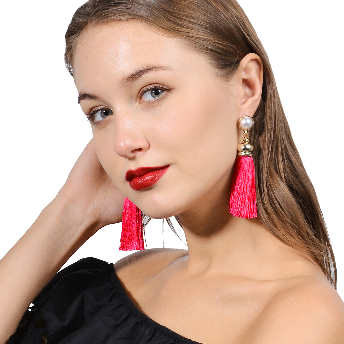 Occident and the United States alloy plating earring (B0683 rose red)NHXR1454-B0683 rose red
