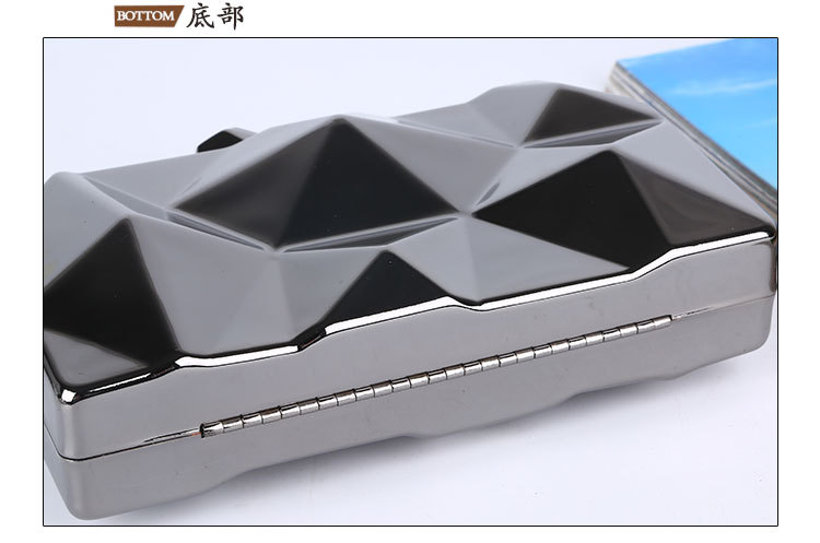 330g Weight Buckle Closure Type Single Shoulder Strap Strap Type Evening Bag Bags Type Solid Color Pattern Fashion Style Gold, Silver, Black Color Small Size Pure Color New Dinner Bag Rhombus Iron Box Evening Bag Evening Clutch Bag 8