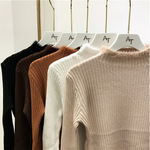 晚晚风气质优雅长袖显瘦简约秋冬新款针织领口毛衣