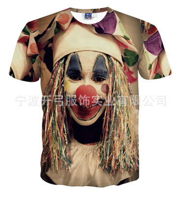 Foreign trade code clown Avatar digital printing T-shirt 3D HD Avatar sublimation printing T-Shirt wholesale in large quantities Foreign trade code clown Avatar digital printing T-shirt 3D HD Avatar sublimation printing T-Shirt wholesale in large quantities