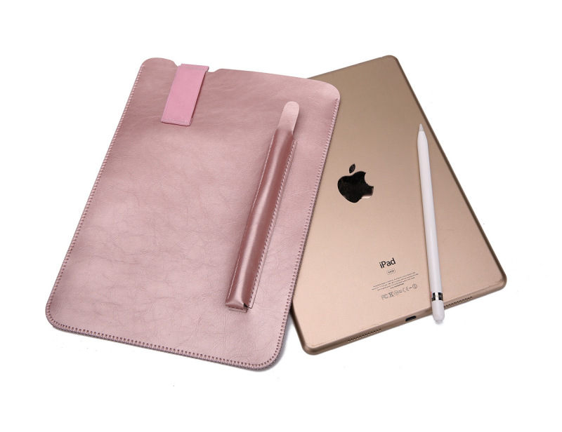 Applicable to Apple ipad pro10.5 9.7 12.9 leather protective case anti-tilting liner bag with pen plug leather case
