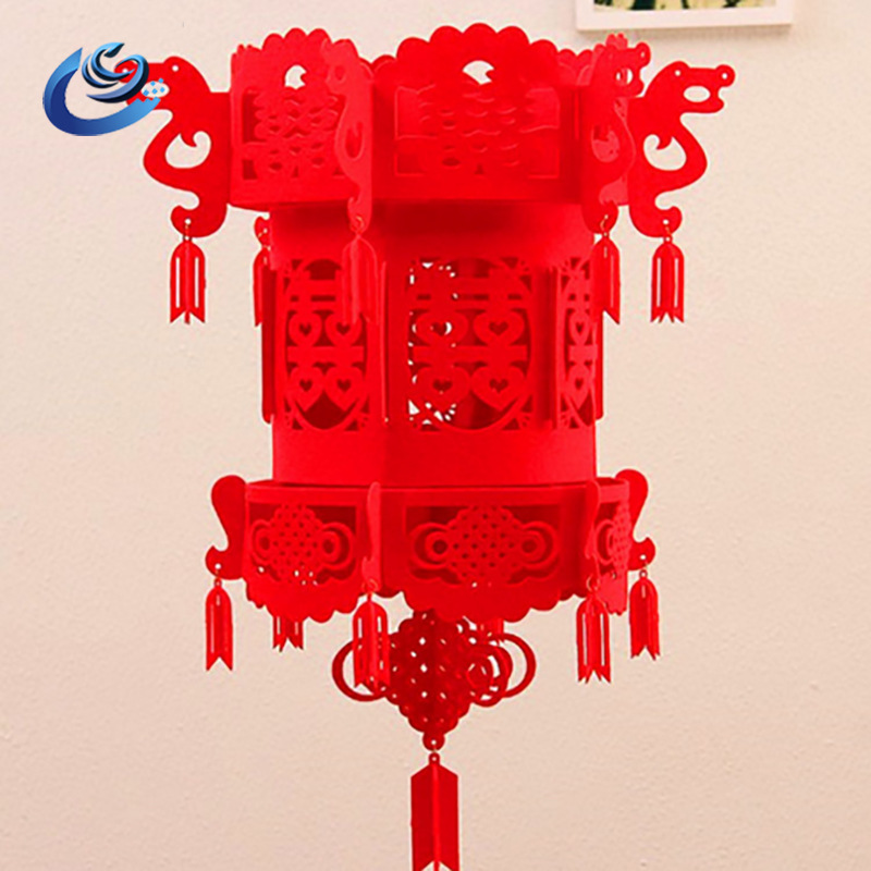 定制毛毡毛毡装饰品新年喜庆毛毡灯笼美观大气立体灯笼挂件可定制