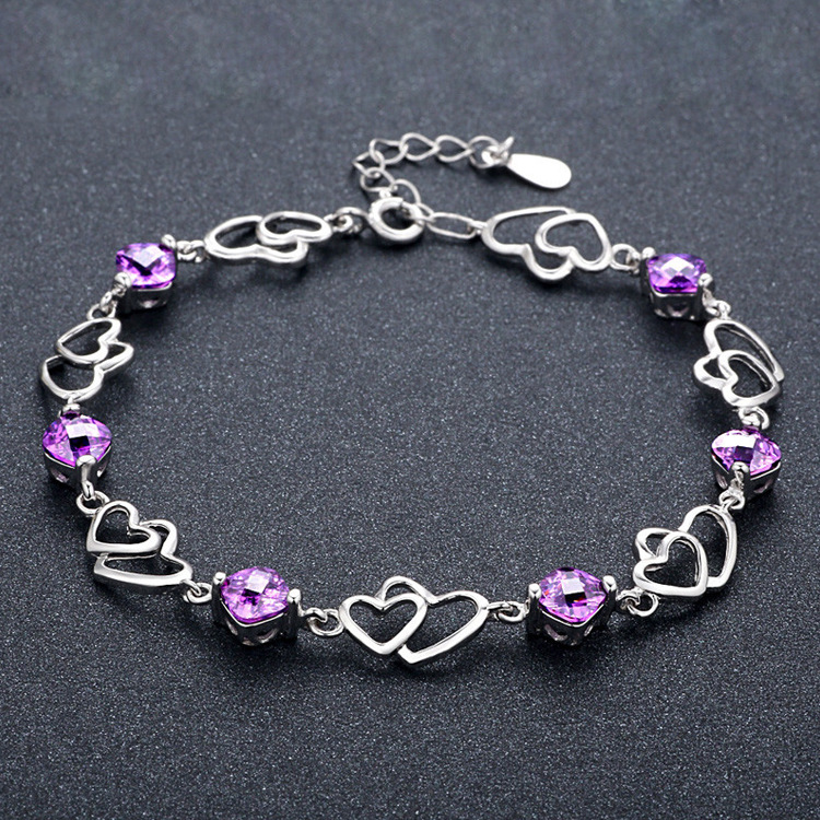 copper elegant silver bracelet with amethyst
