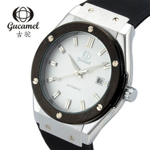 外贸热销Gucamel 时尚简约条钉刻度带日历自动机械男士手表