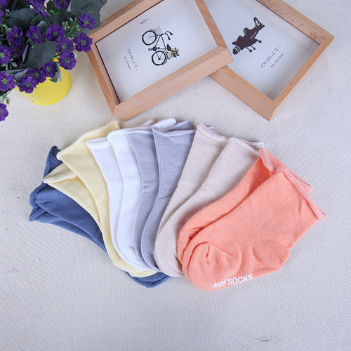 【2019 Plain Color Slip Mouth Socks】New Cotton Socks Spring and Autumn Edge Plain Color Children Socks Baby Baby Socks