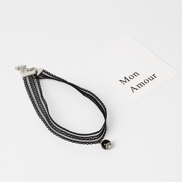 6g Weight Necklace Classification Wedding, Travel Occasion Lock Pattern Women'S Gender Fashion Style Pink, Black Color Lace Collar Women's Choker Collar Necklace Combination Set Hot-selling 7