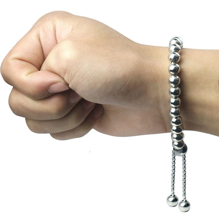 8mm Stainless Steel Ball Bracelet Diy Retractable Pearl Chain Bracelet Wholesale display picture 1