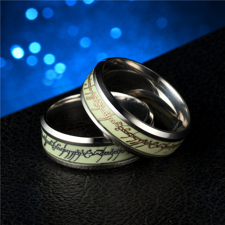 Cross-border Ornament Stainless Steel Luminous Ring Fluorescent Stall Supply Titanium Steel Magic Ring The Lord Of The Rings Wholesale display picture 7