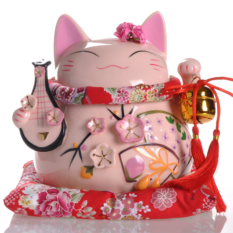 厂家直销粉色招财猫良缘桃花招财招福送人礼品存钱罐批发 阿里巴巴