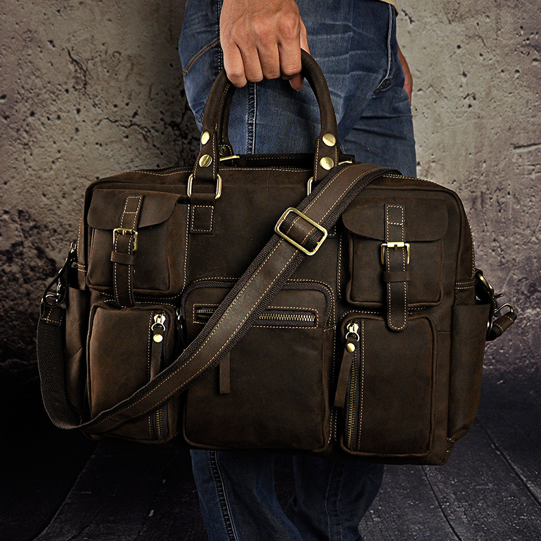 4222175560 2068518898 Original leather Men Fashion Handbag Business Briefcase Commercia Document Laptop Case Design Male Attache Portfolio Bag 3061-bu