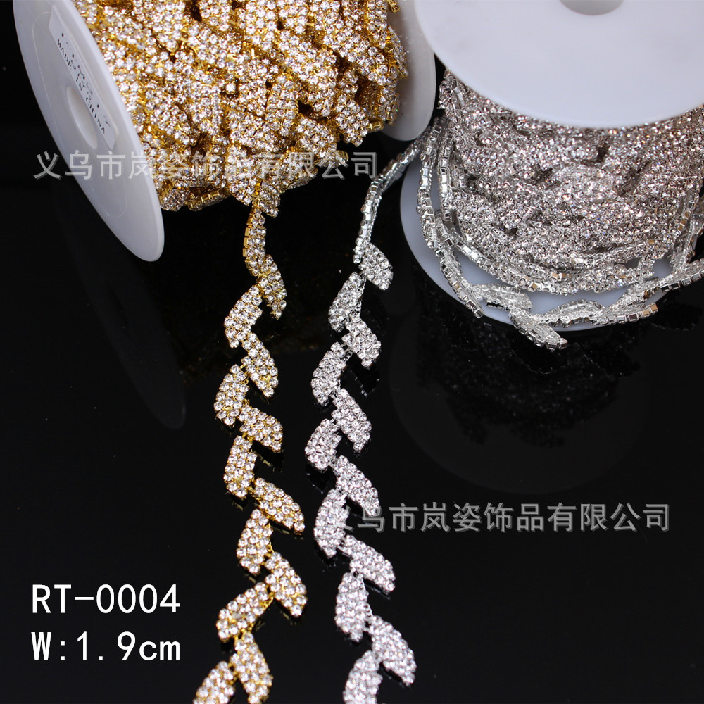 外贸热款 叶子水钻码链 礼服腰链 diy鞋帽箱包饰链 厂家直销