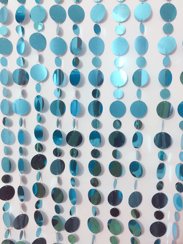 Light Lake Blue Sequin Curtain Metal Curtain Feng Shui Curtain Door Curtain Stainless Steel Curtain Wedding Bead Curtain Electroplated Bead Curtain Sequin String