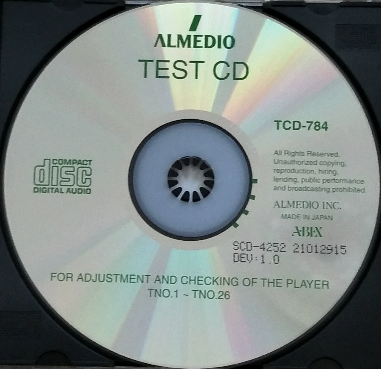 ABEX test disc supply ALMEDIO SCD-4252 surface vibration 1.0mm test disc