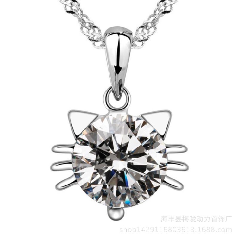 2017 jewelry Necklace lovely Kitty Pendant girl student clavicle Korean Edition fashion have cash less than that is registered in the accounts Send his girlfriend gift