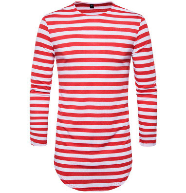2020 new pattern Autumn stripe T-shirts Long sleeve man Multicolor stripe Base coat