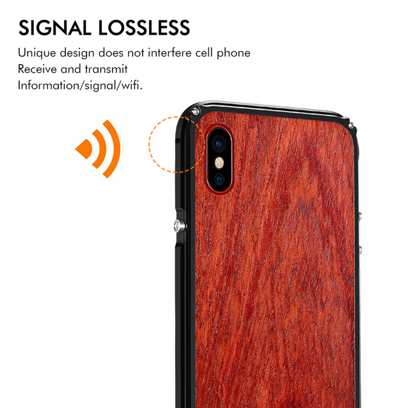 SHOWKOO Legend Mechanical Aluminum Metal Bumper Kevlar Wood Back Case Cover