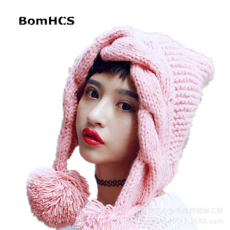 BomHCS欧美纯手工棒针针织毛线帽子尖顶时尚女巫帽 亚马逊速卖通
