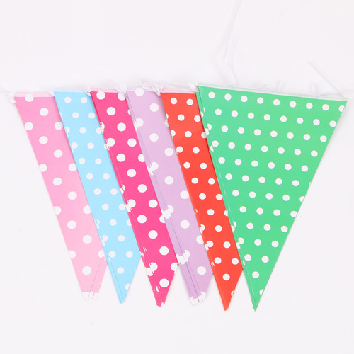 Birthday party decoration supplies party decorative dot pennant paper hanging flag bunting banner banner