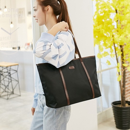 相印皮具*单肩包女2024新款韩版百搭牛津布尼龙学生大包包购物袋