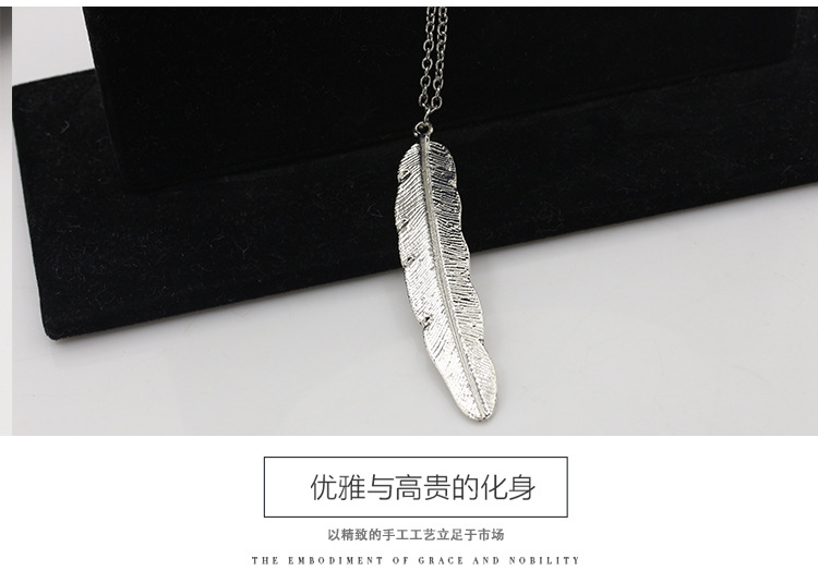 Fashion Alloy Leaf Feather Women's Necklace display picture 5