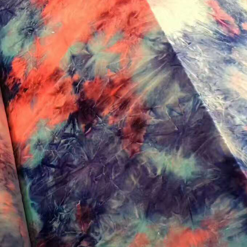 厂家直销新款韩国绒扎染服装绒布面料 纬编丝绒服装布料现货批发