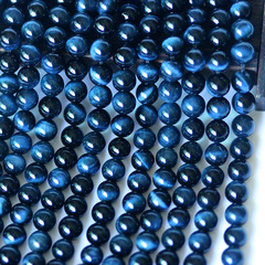 天然藍虎眼石散珠長鏈 6A5A藍虎石半成品  水晶飾品批發