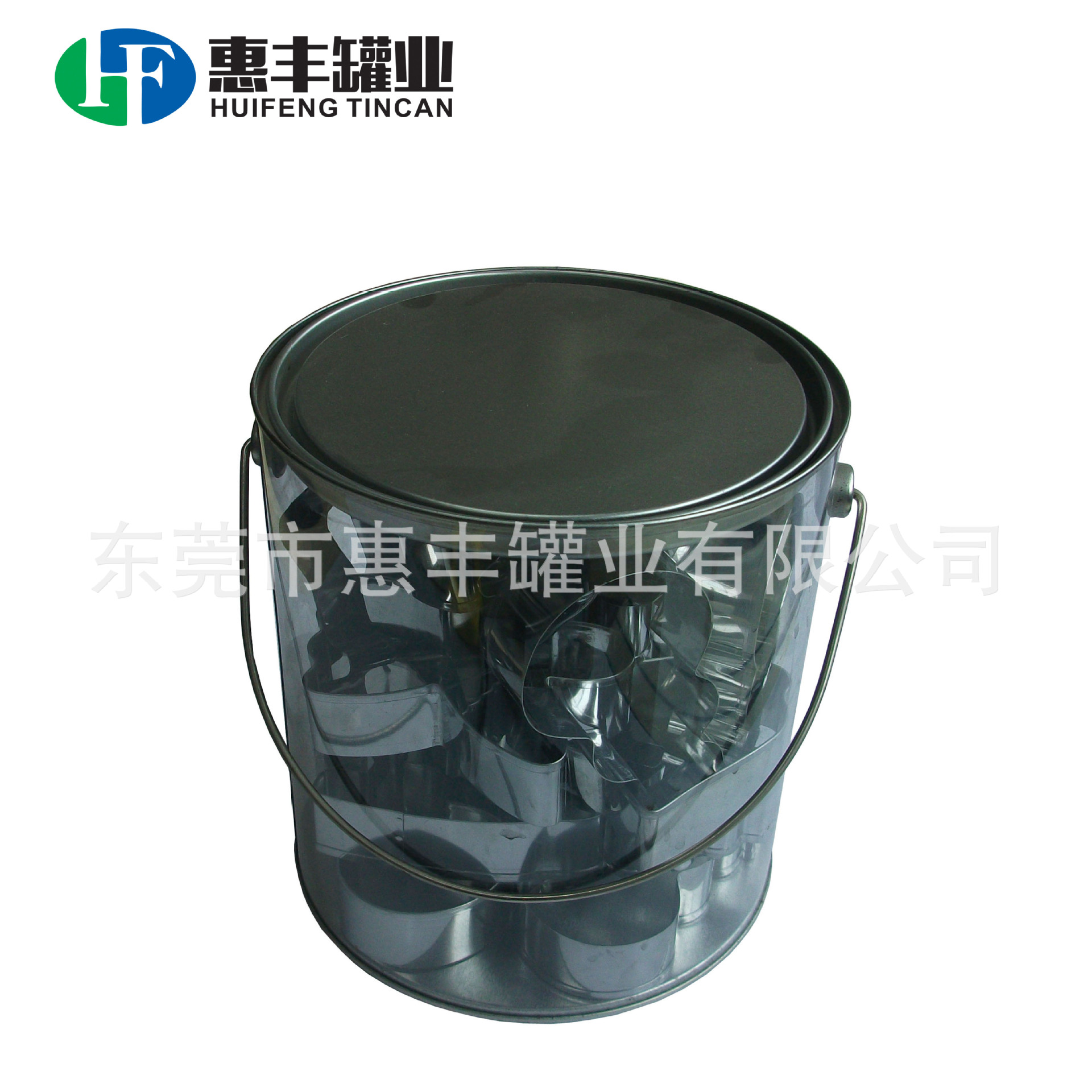 东莞厂家生产马口铁PVC透明桶 饼干模手提桶 礼品糖果PET手挽桶