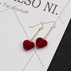 Demi-season asymmetrical cute earrings heart-shaped from pearl, Korean style, wholesale