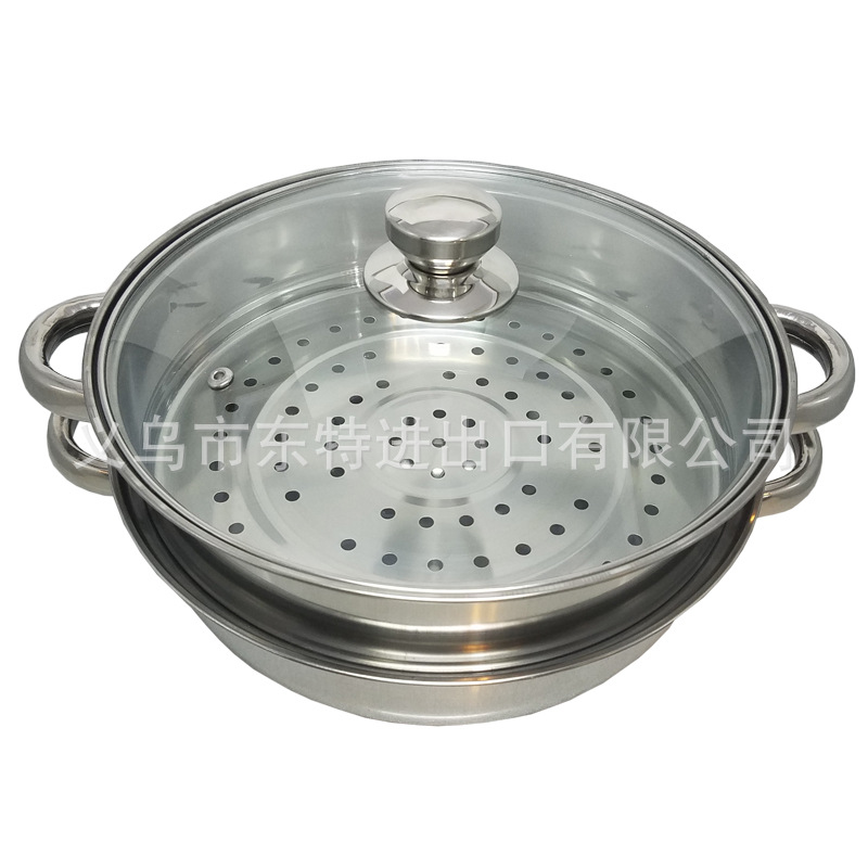 Factory direct sales: 4-piece set of stainless steel cookware, double-layer steaming pot, rice sieve, 3-piece set, gift set detail image 3