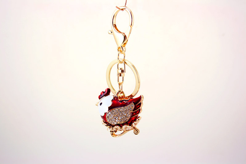 39g Weight Birthday Occasion Alloy, Metal Material Animal Pattern Unisex Gender Cute Diamond Zodiac Chicken Metal Pendant Keychain 5