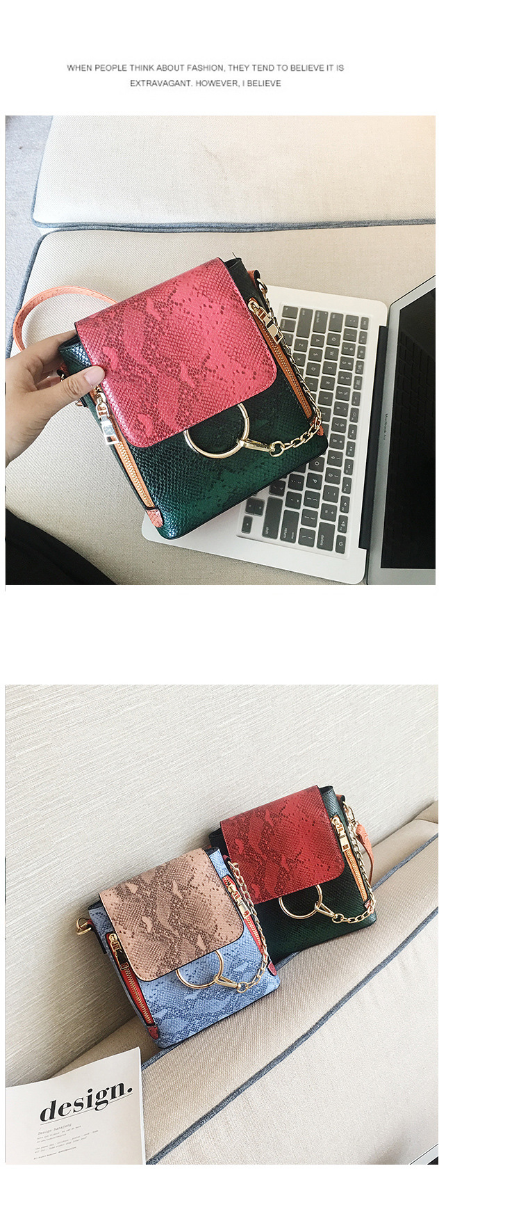 Korean version PUfashion bag (Pink)NHPB0177-Pink