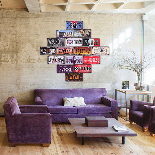 European retro iron plate license plate bar cafe personalized decoration home wall decoration wall sticker iron painting wall hanging