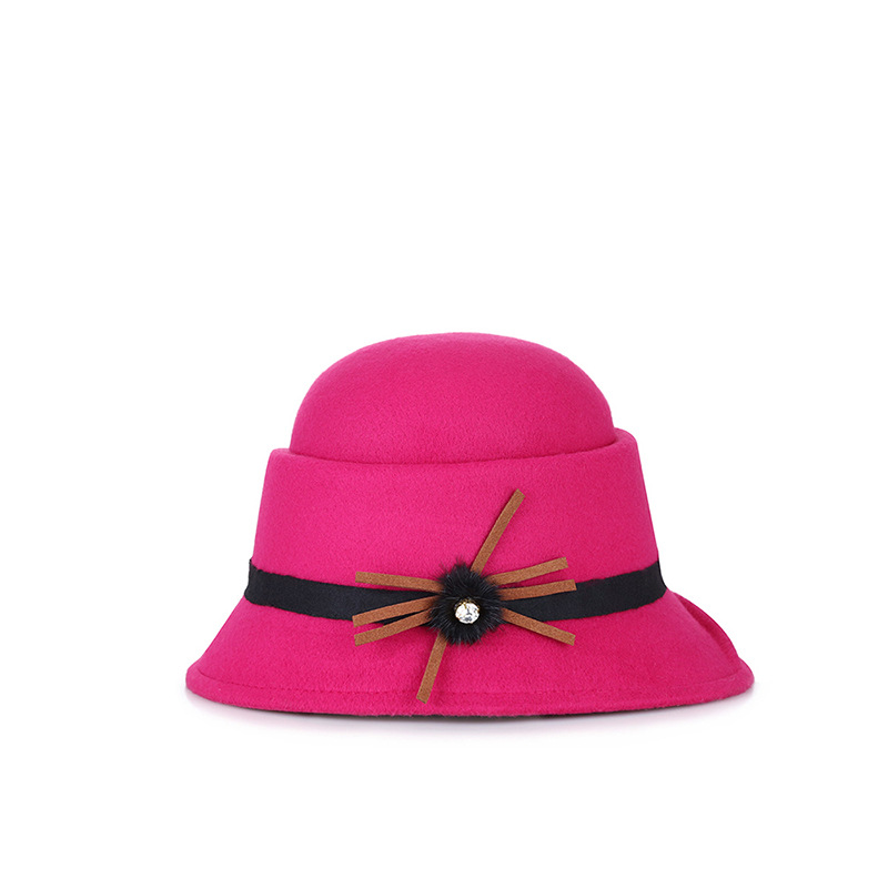 Sombrero de mujer de otoño e invierno de lana de estilo coreano con forma especial de diamantes de imitación elegante sombrero de mujer a prueba de frío cálido bombín sombrero de cuenca sombrero bolsa de pelo superior