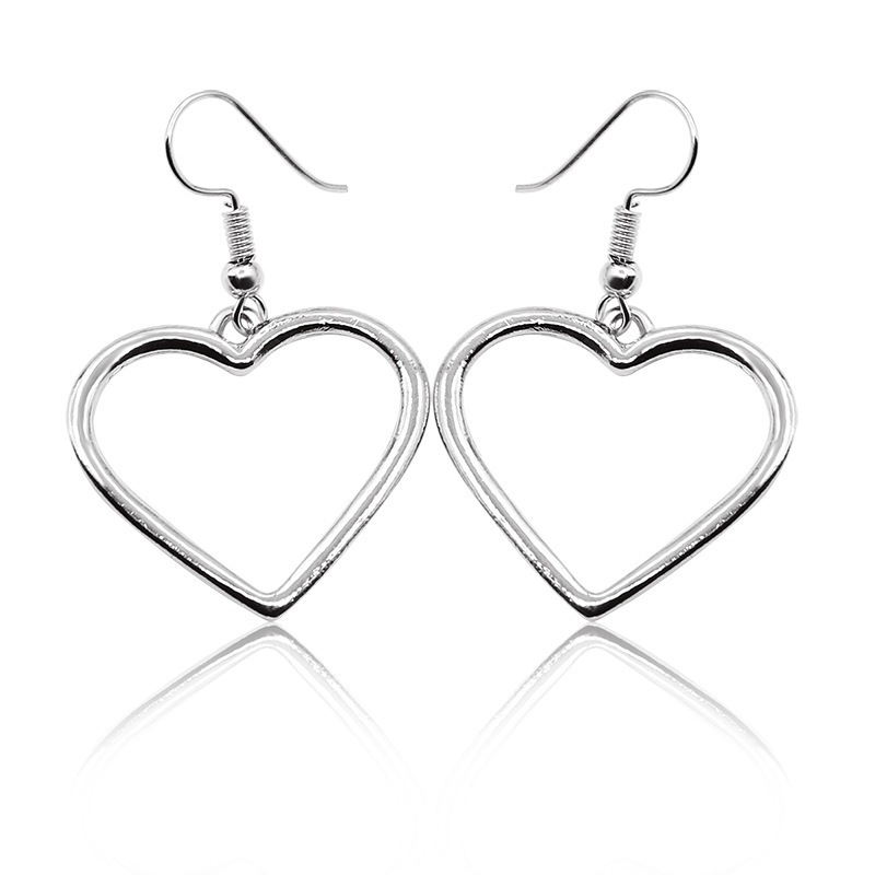 Vente Chaude En Europe Et En Amérique Du Creux Coeur Amour Coeur Boucles D'oreilles Boucles D'oreilles À La Main Or Et Argent Couleur Coeur-en Forme De Boucles D'oreilles En Gros display picture 1