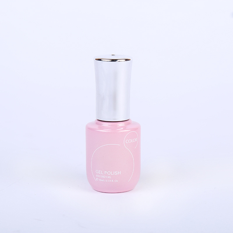 粉色8ML指甲油瓶 UV电镀印字时尚甲油胶瓶带毛刷 玻璃空瓶定制