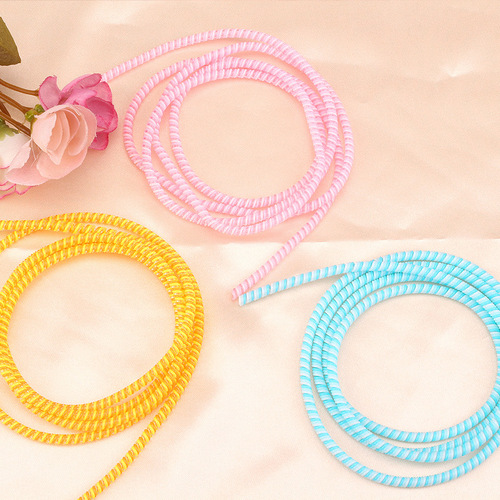 Mobile phone charging cable 1.1m three-color data cable protection rope three-in-one spring rope silicone universal protection rope