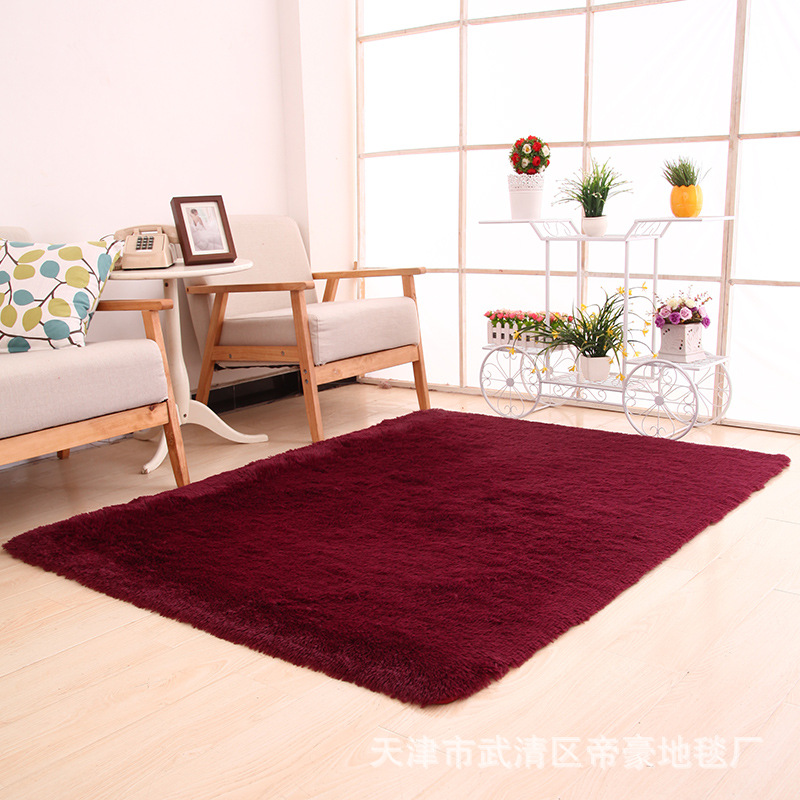 Alfombra de Pelo Largo de Seda Sintética para Sala de Estar, Dormitorio, Junto a la Cama, Resistente a las Manchas y Fácil de Cuidar, Alfombra de Dormitorio