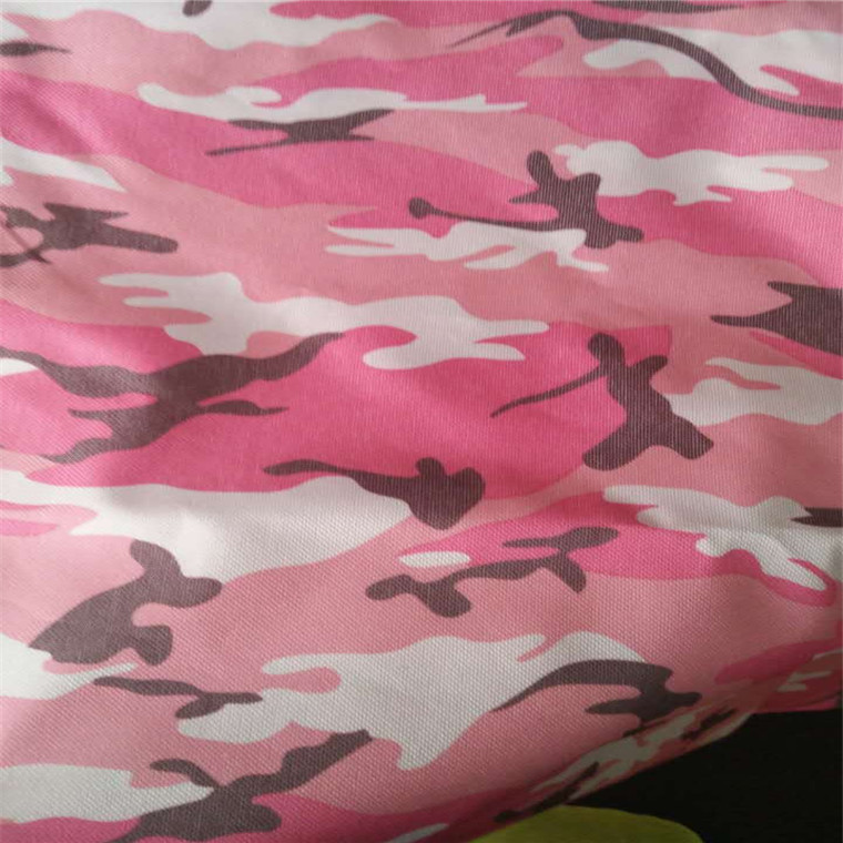 600D粉红色热转印迷彩印花PVC牛津布
