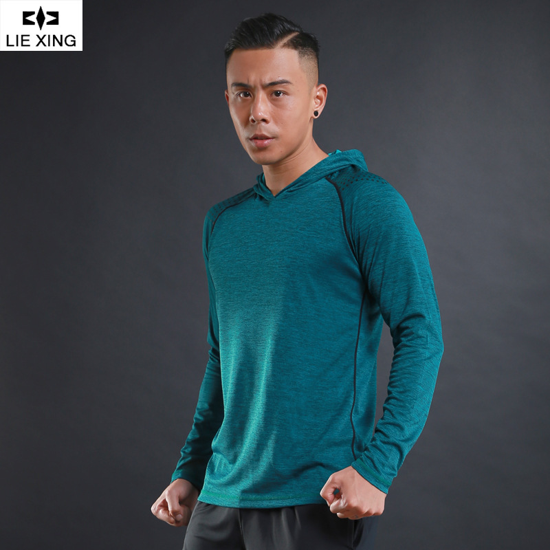 Hunting Star Autumn and Winter Men's Long-sleeved T-shirt Sweater Thin Breathable Quick-drying Fitness Training Sports Leisure Long-sleeved Hooded 1084