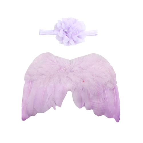 European and American baby angel wings pointed flower headband set children's photo props feather headband wholesale