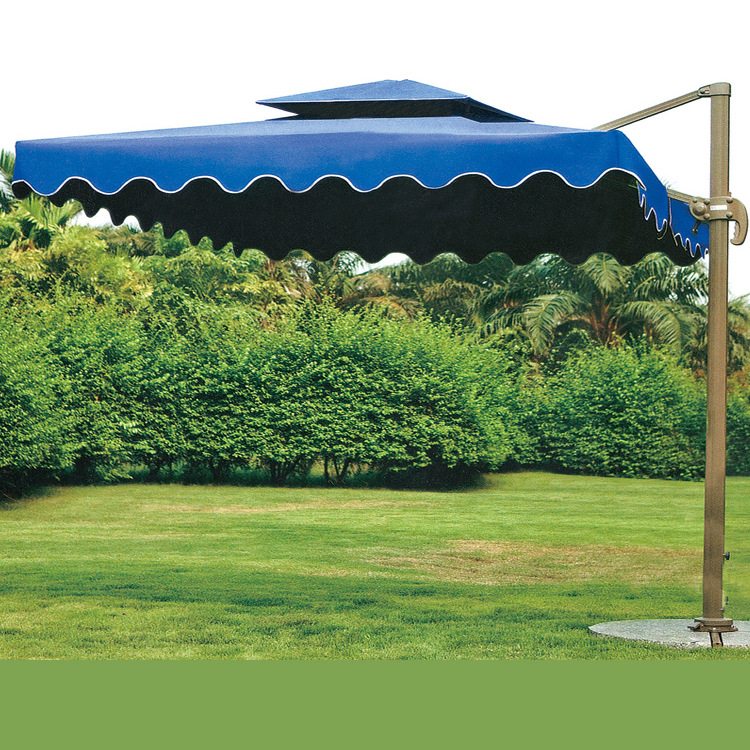 铝合金中柱伞户外遮阳伞现货 双顶方形户外大伞庭院伞可摇头旋转|ms