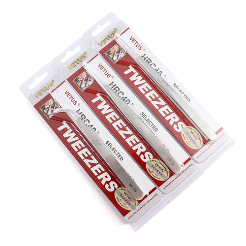 VETUSSP ST-15 Straight Head Curved Head Eyelash Extension Tweezers with High Precision Stainless Steel Tweezers