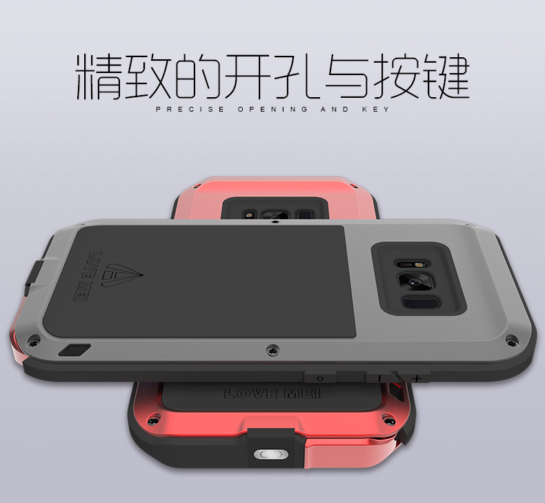 LOVE MEI Powerful Water Resistant Shockproof Dust/Dirt/Snow Proof Aluminum Metal Outdoor Heavy Duty Case Cover for Samsung Galaxy S8 & Samsung Galaxy S8 Plus