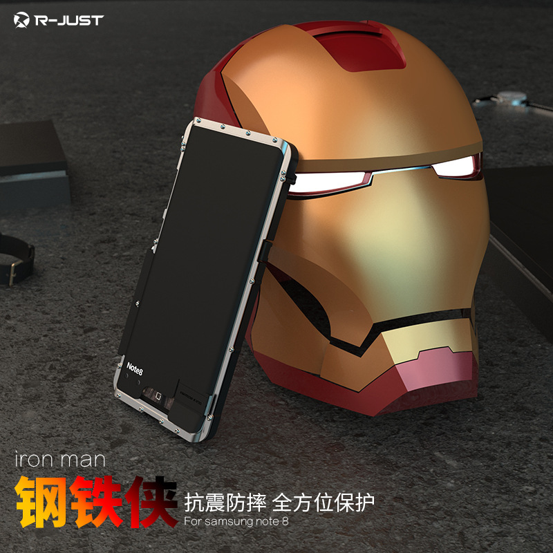 Armor King Iron Man Luxury Shockproof Stainless Steel Aluminum Metal Flip Case Cover for Samsung Galaxy Note 8