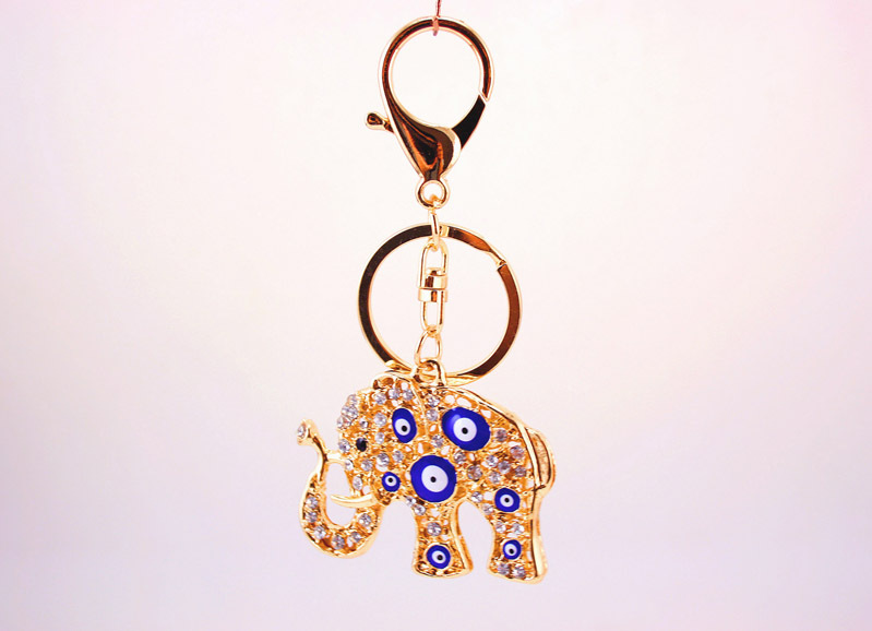 42g Weight Alloy, Metal Material Elephant Pattern Unisex Gender Turkey Devil Eyes Blue Elephant Bag Accessories Animal Metal Pendant Keychain 4