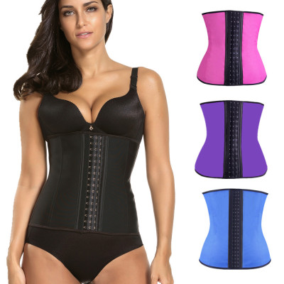 经典热销三层三排小扣9钢骨橡胶束身衣运动乳胶塑身衣latexcorset|ru