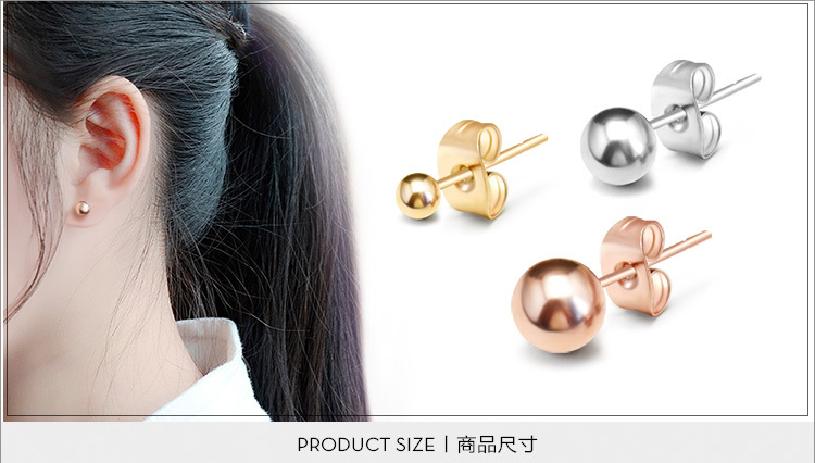 Titanium&Stainless Steel Simple Geometric earring(3mm rose gold) NHOK0014-3mm-rose-gold