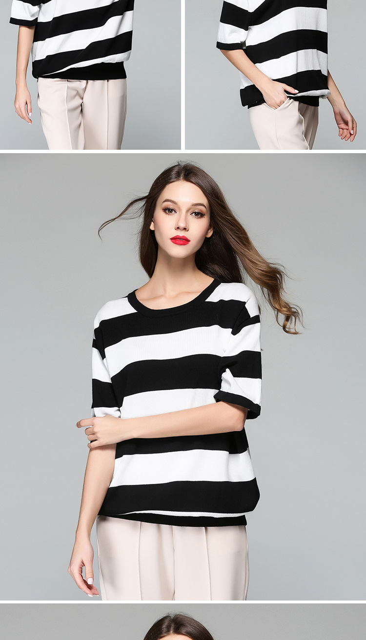 fashion striped short sleeve bottoming shirt  NSYH22114